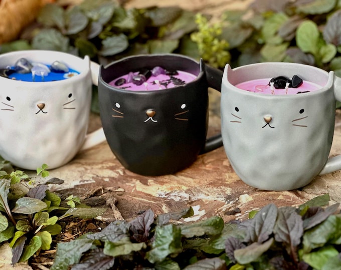 Cat familiar candle mugs