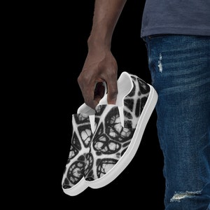 Mens Black Abstract Slip-On Shoes