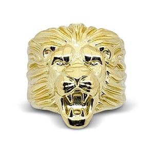 Bague lourde XXL en or jaune 10 carats pour homme, taille de 5 à 15