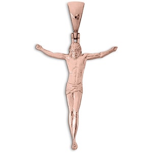 Real 18K Rose Gold Crucifix Full Body Jesus Crucified without Cross Pendant