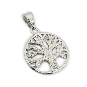 Solid 14K White Gold Tree of Life Pendant, 1.9 grams