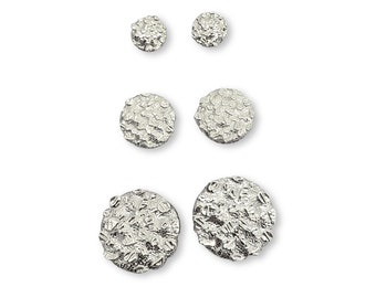 Solid 10K White Gold Round Nugget Earrings, All Sizes (Small, Medium, Large)