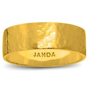Solid 24K Yellow Gold Hammered Ring 7mm Size 3 – 12 Wide Gold Band