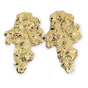 Solid 18K Yellow Gold Men&#39;s Nugget Earrings, All Sizes (Small, Medium, Large), Gold Nugget Earrings for Men, Luxury Gold Earrings