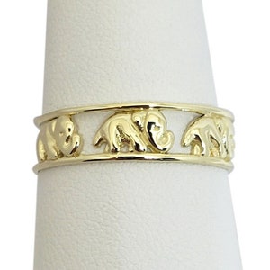 Massiver 14K Gelbgold Elefantenring 6 mm Größe 3 - 12, Lucky