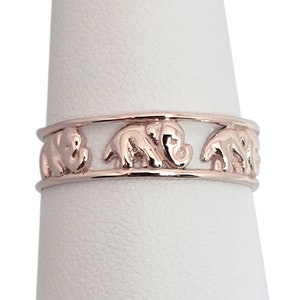 Massiver 14K Rosegold Elefant Ring 6 mm Größe 3 - 12, Lucky