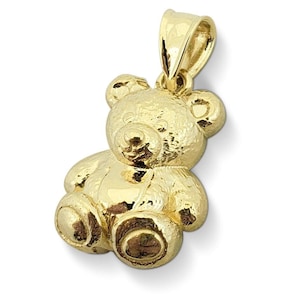 Real 10K Yellow Gold Teddy Bear Pendant Charm, Small Gold Bear Charm, Cute Teddy Bear Jewelry, Children&#39;s Gift, Gold Bear Pendant