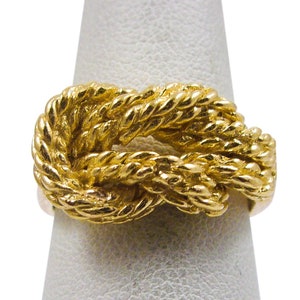 Solid 14K Women's Yellow Gold Ring  Love Knot Ring Ring Rope 11mm, Sizes 5 - 12
