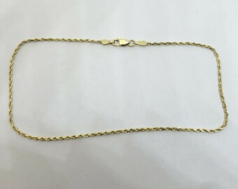 B1553 Fine Looking 14k Solid Gold Thin Design Figaro Chain Anklet 8.2-14k Solid Yellow Gold