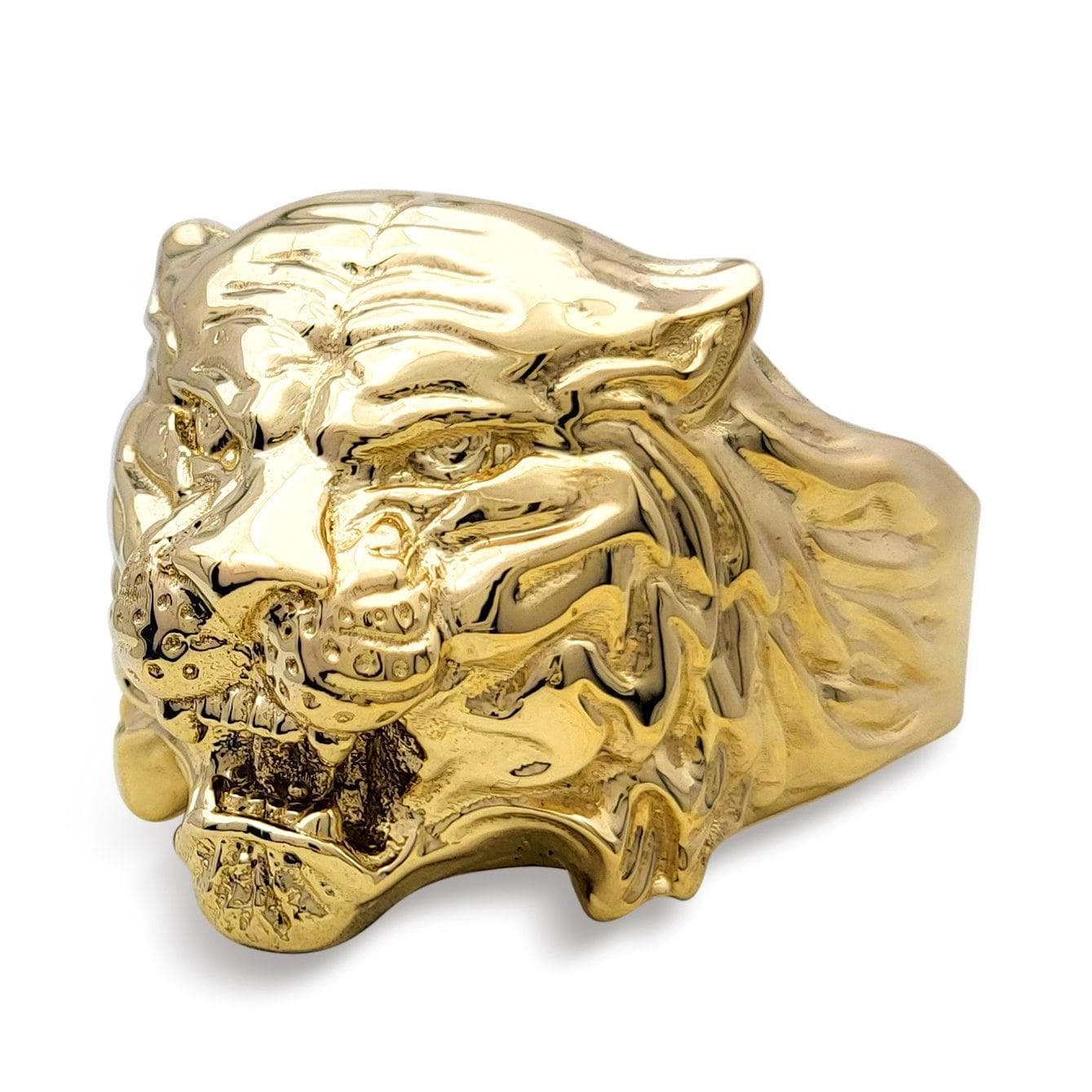 Buy Real 14K Yellow Gold Tiger Ring XXL Heavy Mens Gold Tiger Head