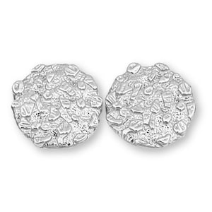 Solid 18K White Gold Round Nugget Earrings, All Sizes (Small, Medium, Large)