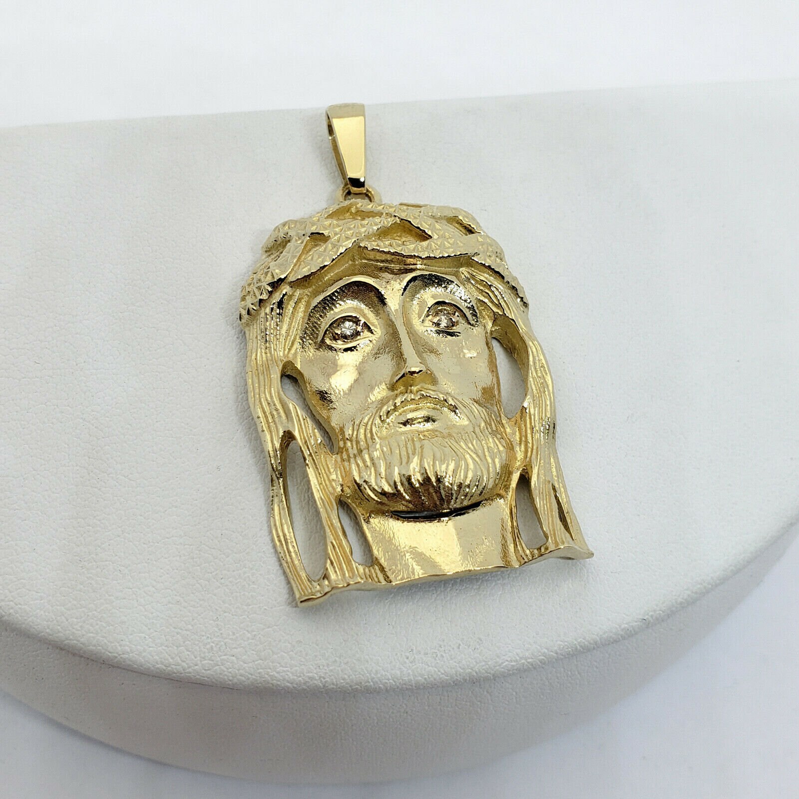 Solid 18K Yellow Gold Large Diamond Jesus Piece Gold Jesus Etsy