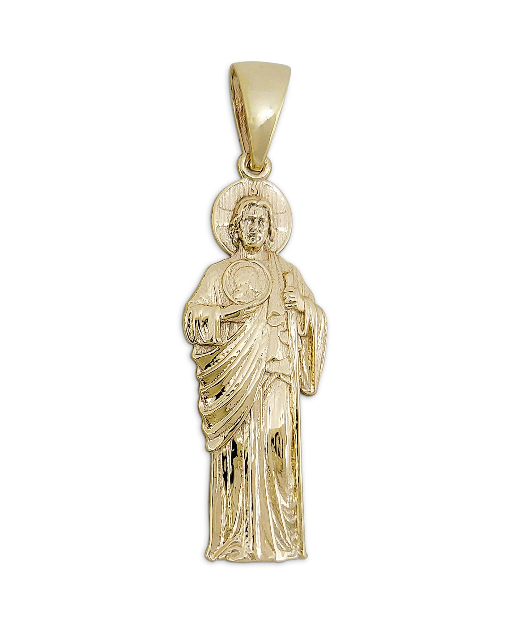 Real 10K Yellow Gold Saint Jude Thaddeus Pendant Patron Saint of Hope ...