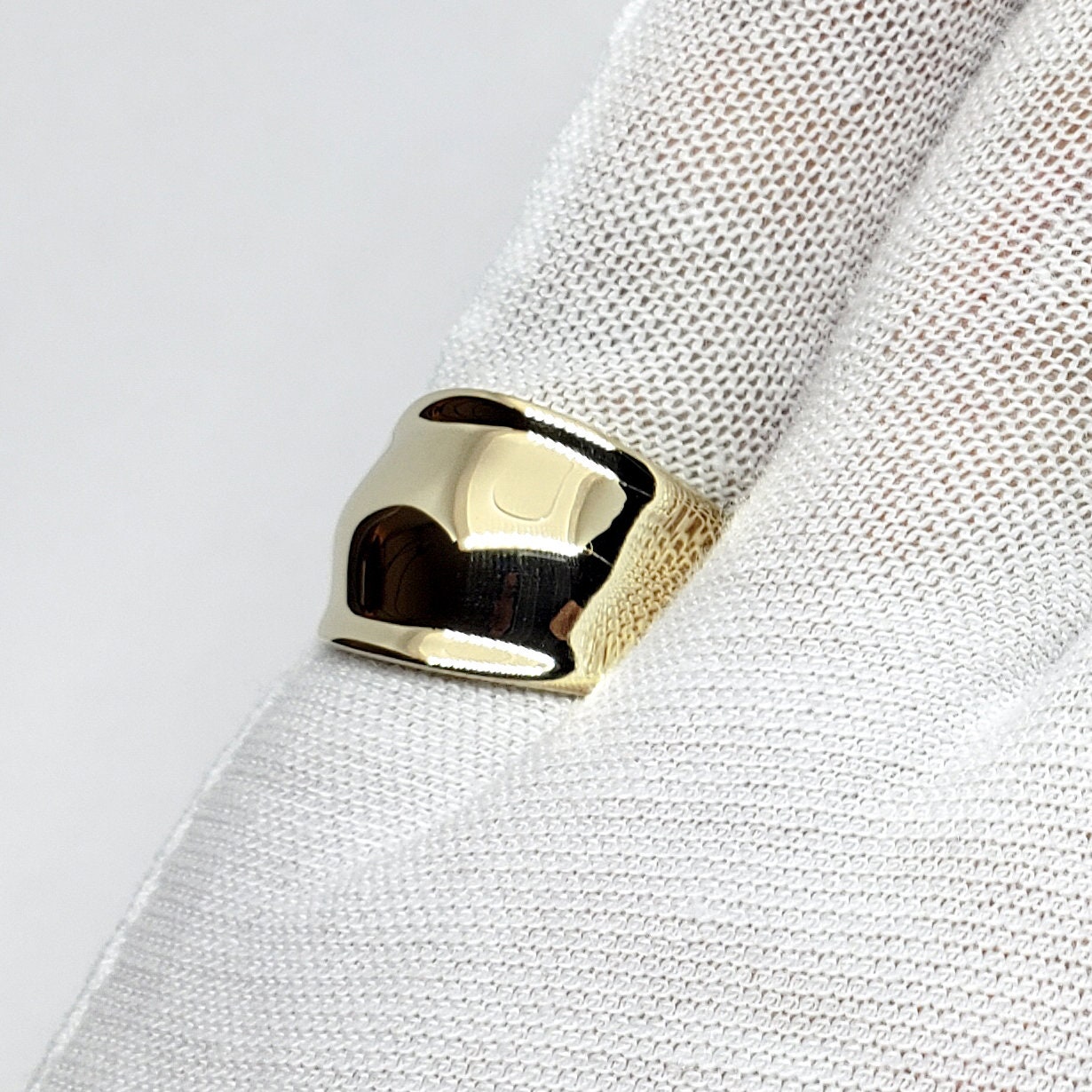 Solid 10K Yellow Gold Cigar Ring Gold Dome Ring 13mm Sizes 5 - Etsy