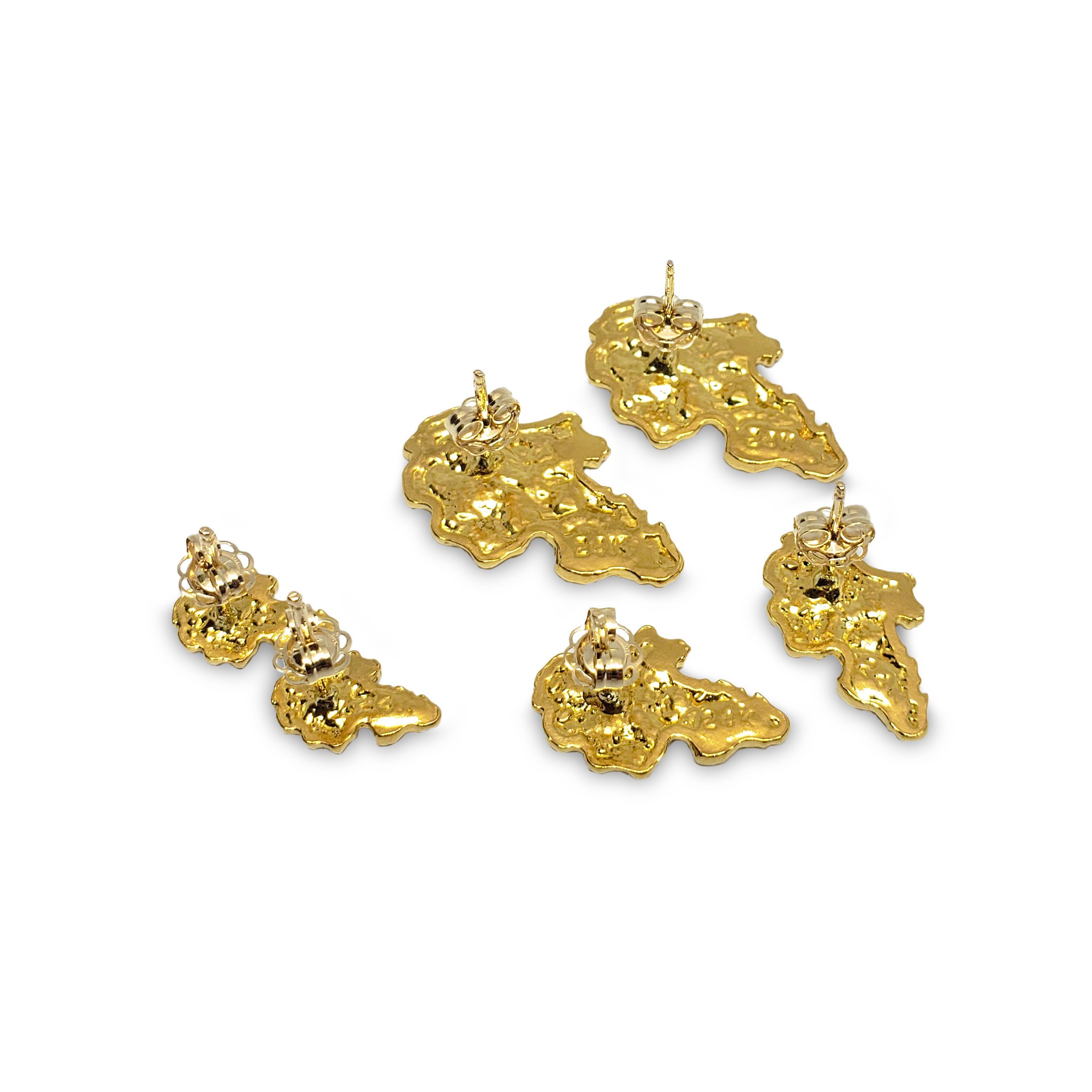 24k gold cheap nugget earrings