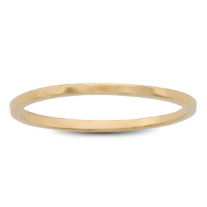 Solid 14K Yellow Gold Hammered Ring 1mm Size 1 – 15 Thin Gold Ring Midi Stack Band