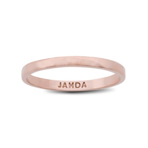 Solid 10K Rose Gold Hammered Ring 2mm Size 1 – 15 Thin Gold Ring Midi Stack Band