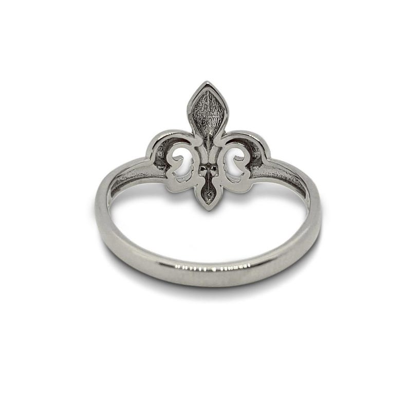 Solider 18K Weißgold Fleur de Lis Ring, Fleur-de-Lis Symbol Ring, Eleganter Weißgoldring, Luxus Damen Goldring, Einzigartiger Damen Schmuck Bild 5