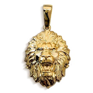 Real 18K Yellow Gold Lion Pendant, 3 Sizes, Solid Gold Leo Pendant