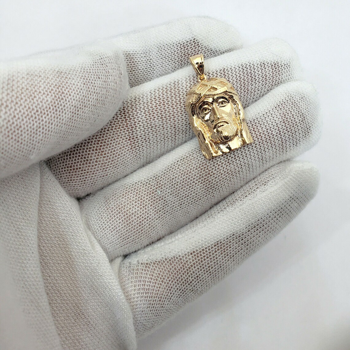 Solid 18K Yellow Gold Small Jesus Piece Gold Jesus Pendant Etsy