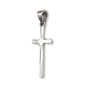 Solid 18K White Gold Classic Handmade Starburst Gold Cross Pendant, 0.9″ long