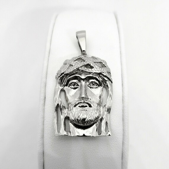 Solid 14K White Gold Jesus Piece Gold Jesus Pendant 8.1g 1 5/8\