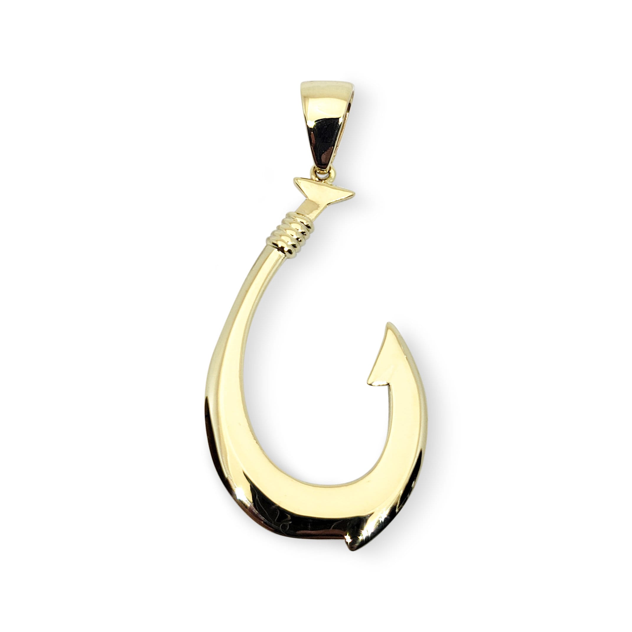 Solid 14K Yellow Gold Fish Hook Pendant, Large, 2 1/2 Long, 8.3 Grams,  Hawaiian -  Canada