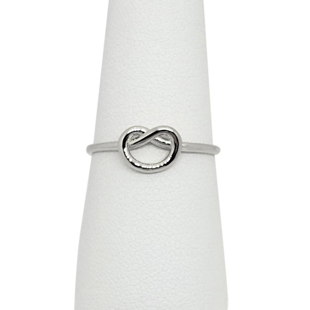 Solid 18K Women's White Gold Love Knot Ring, Gold Midi Ring, Minimalist ...