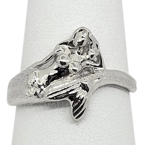 Real 14K White Gold Mermaid Ring - Women&#39;s Nautical Jewelry, White Gold Mermaid Tail Ring