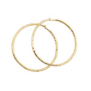 Solid 10K Yellow Gold Hoop Earrings, Handmade Hammered Gold Hoops for Women, Gold Faceted Hoop Earrings