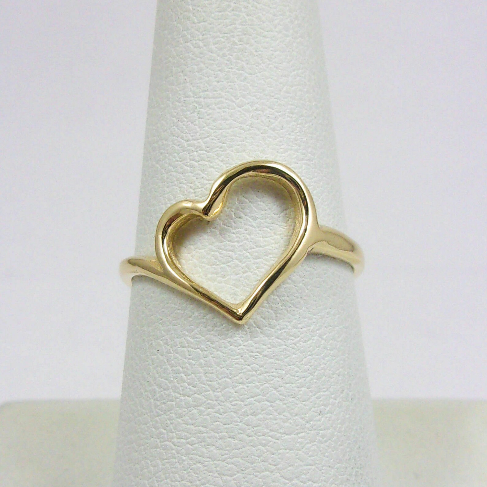 Solid 10K Yellow Gold Heart Ring Pierced Sizes 3 12 Etsy