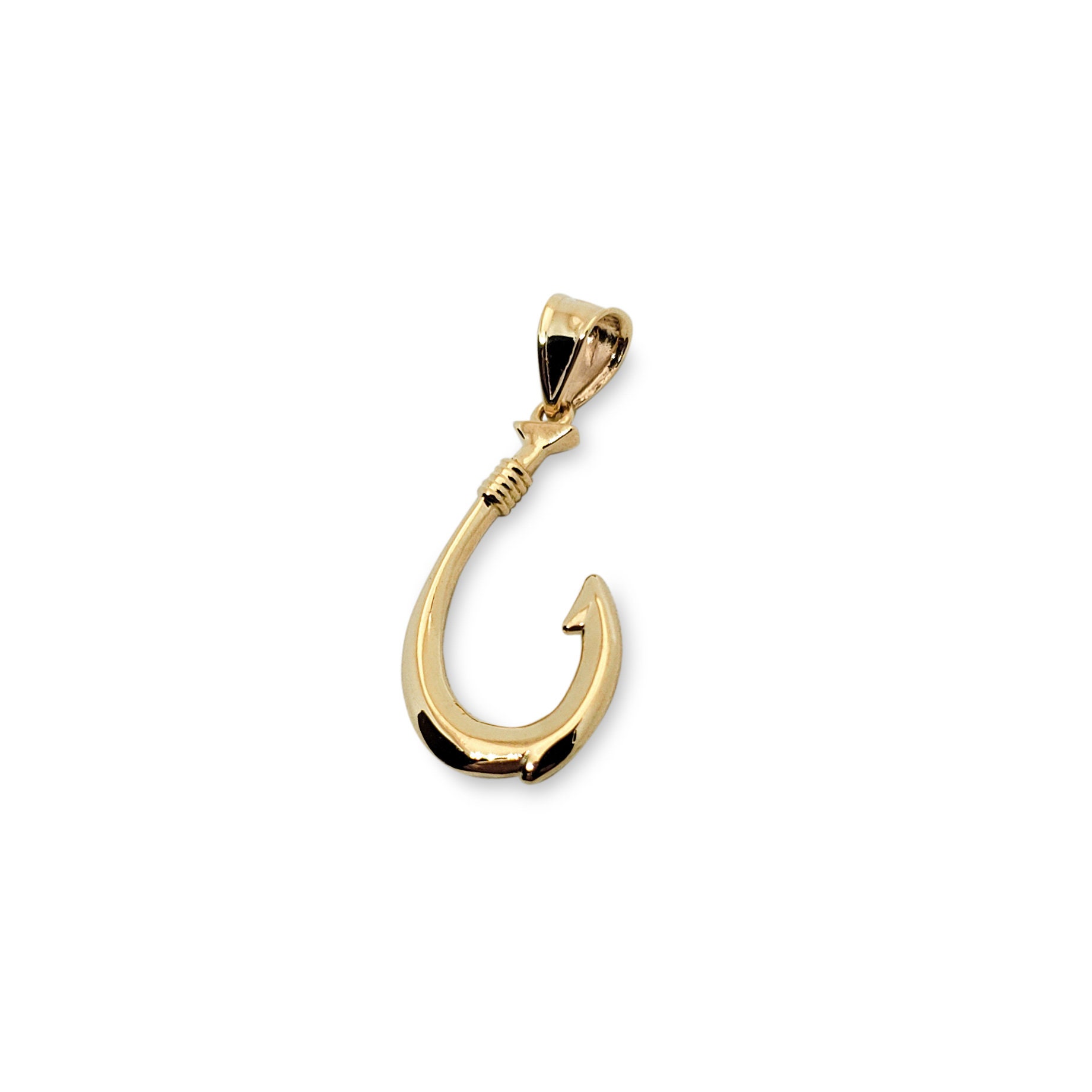 Buy Solid 18K Yellow White or Rose Gold Fish Hook Pendant, 1 1/16