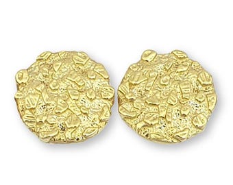 Runde Ohrringe in Nuggetform aus massivem 10-karätigem Gelbgold, alle Größen (Klein, Mittel, Groß)