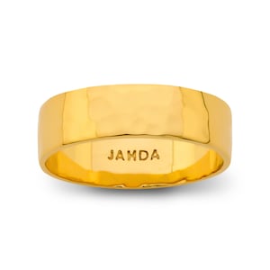 Solid 24K Yellow Gold Hammered Ring 6mm Size 3 – 12 Wide Gold Band