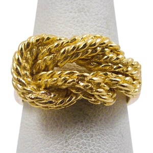 Solid 10K Women&#39;s Yellow Gold Ring  Love Knot Ring Ring Rope 11mm, Sizes 5 - 12