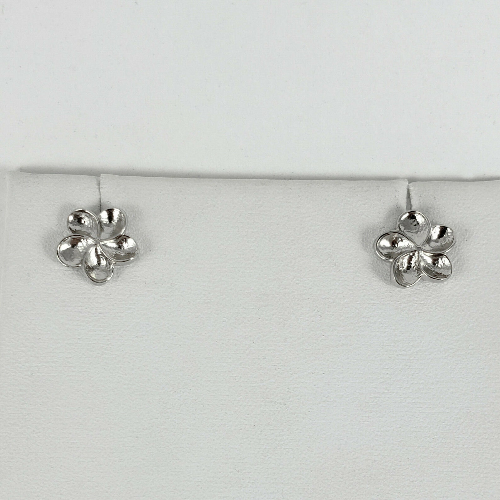 Solid 18K White Gold Stud Earrings 9mm Plumeria Flower 1.8 Etsy