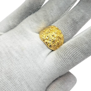Solid 24K Yellow Gold Extra Large Diamond Cut Mens Nugget Ring, Size 5 - 11 image 2