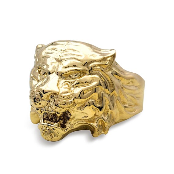 Amazon.com: Animal Kingdom Women's 10k Yellow Gold High Polish Band Tiger  Ring (Size 4): Clothing, Shoes & Jewelry