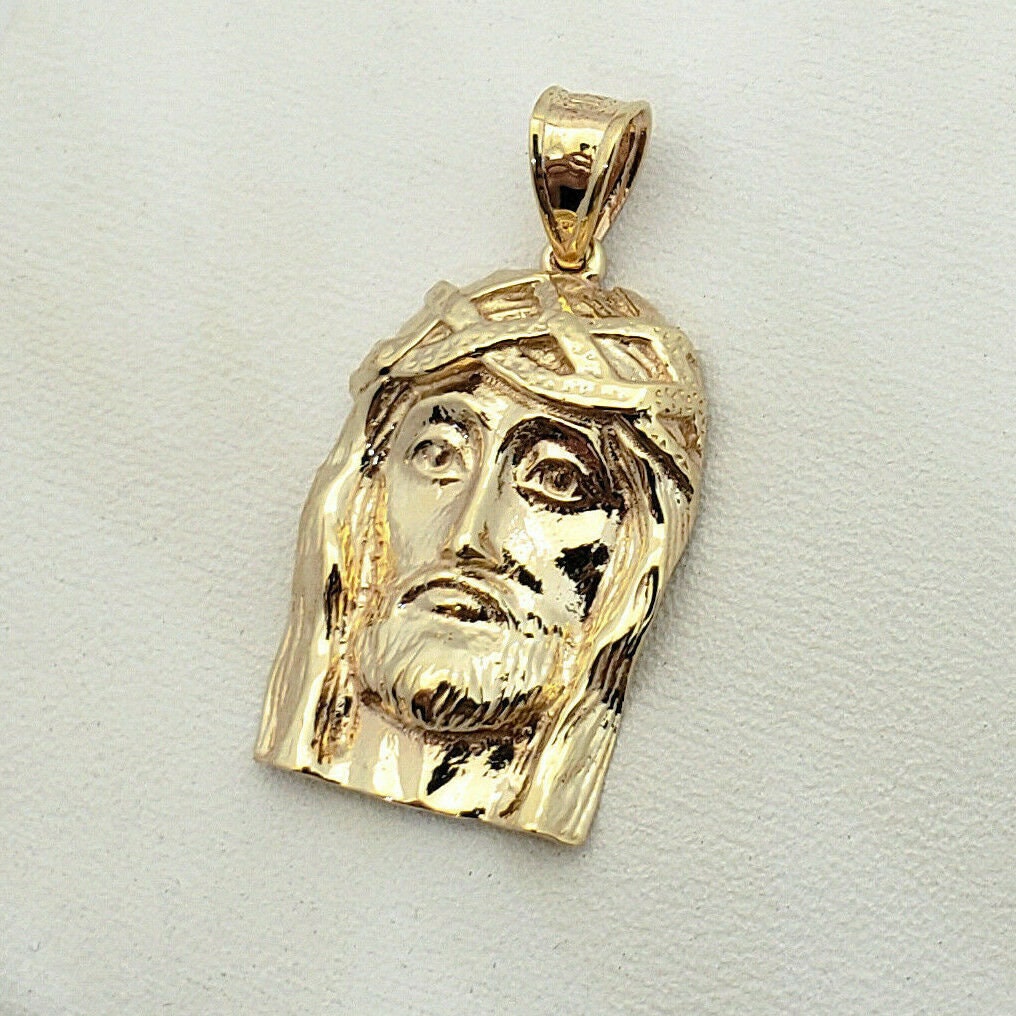 Solid 18K Yellow Gold Small Jesus Piece Gold Jesus Pendant Etsy