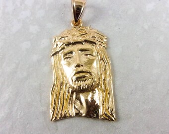 Solid 14K Yellow Gold Jesus Piece Gold 