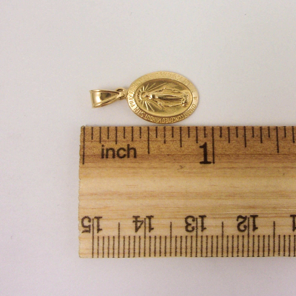 Solid 18K Yellow Gold Miraculous Medal Virgin Mary Pendant - Etsy
