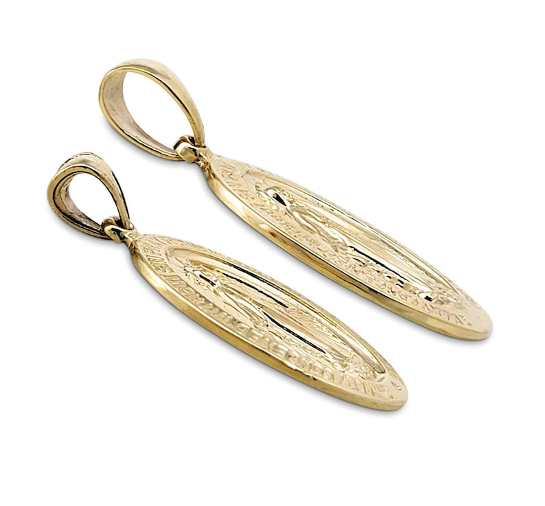 Solid 14K Yellow Gold Miraculous Medal Virgin Mary Pendant, 0.9″ or 1.1 ...