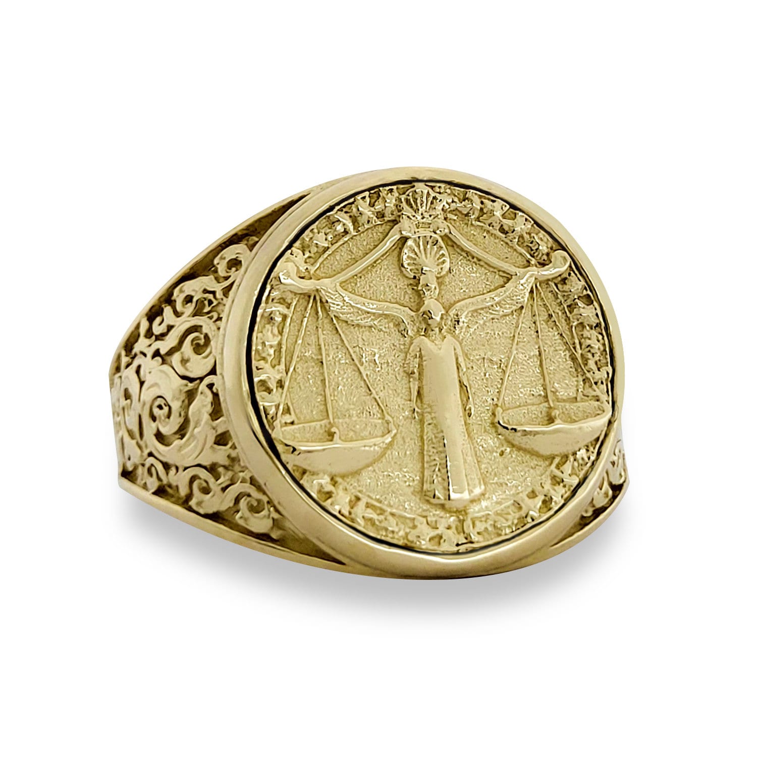 18Kゴールド デザインリング✴︎used ✴︎ Real 18K Yellow Gold Libra Ring, Zodiac Sign Mens Gold Coin