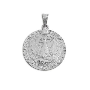 Real 14K White Gold Scorpio Pendant, Zodiac Sign Coin Pendant Phoenix Astrology Jewelry