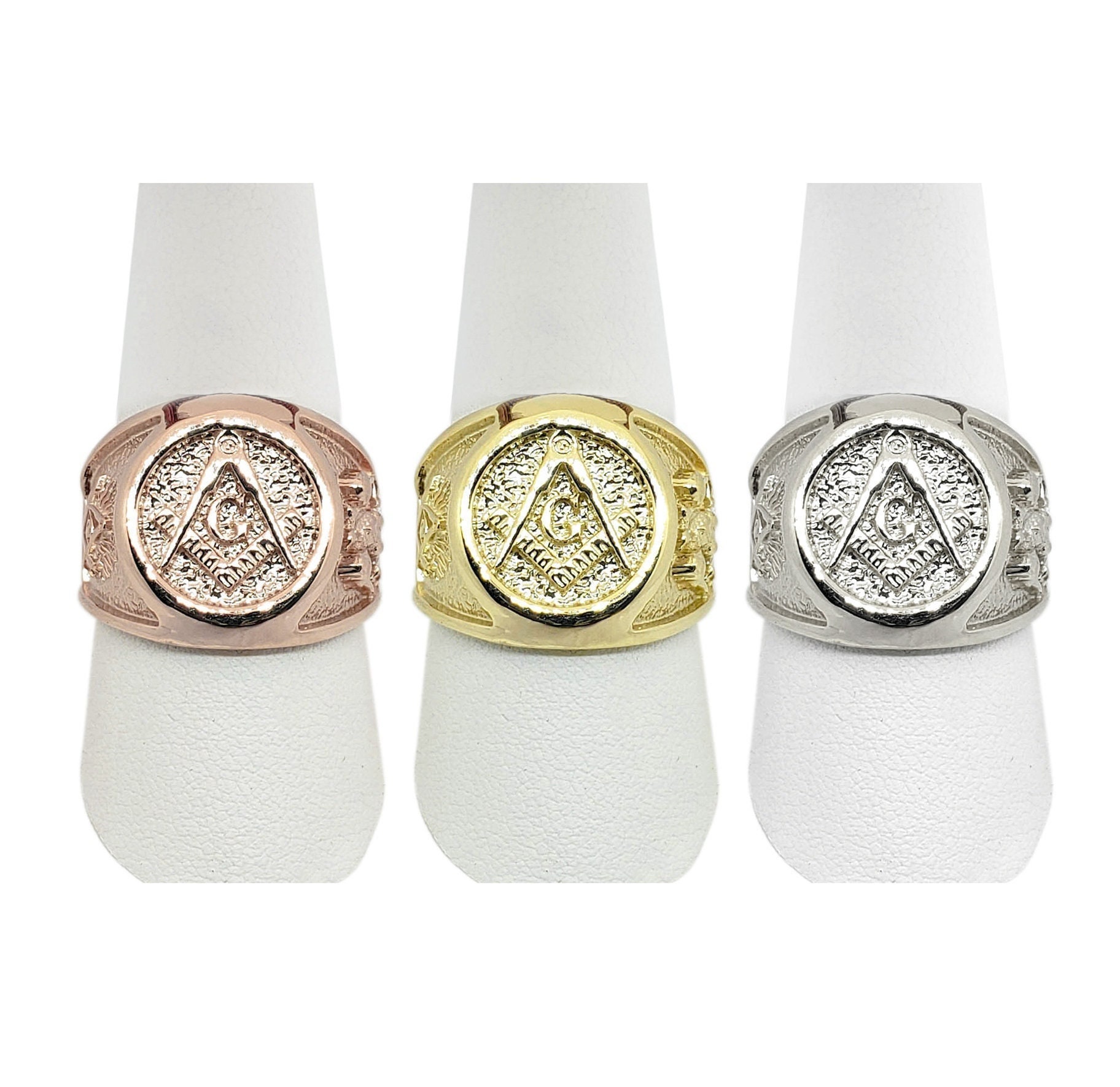 Solid 18K Yellow White or Rose Gold Freemason Ring Masonic Double Headed Eagle Size 5 15 Etsy New Zealand