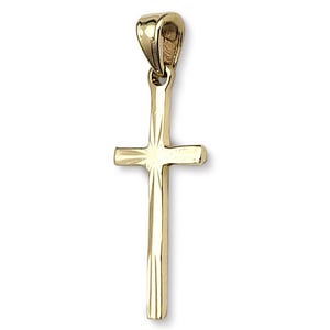 Solid 10K Yellow Gold Classic Handmade Starburst Gold Cross Pendant, 0.9″ long