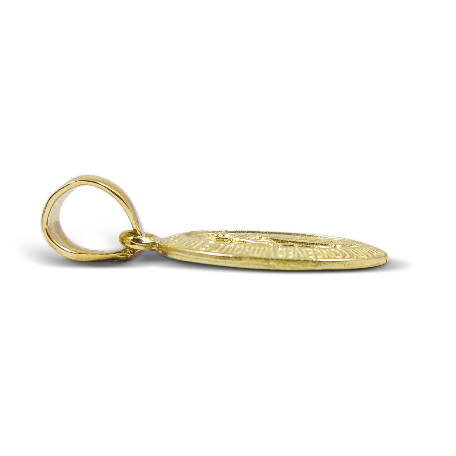 Solid 14K Yellow Gold Miraculous Medal Virgin Mary Pendant, 3/4", Catholic