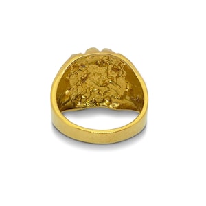 Solid 24K Yellow Gold Extra Large Diamond Cut Mens Nugget Ring, Size 5 - 11 image 4