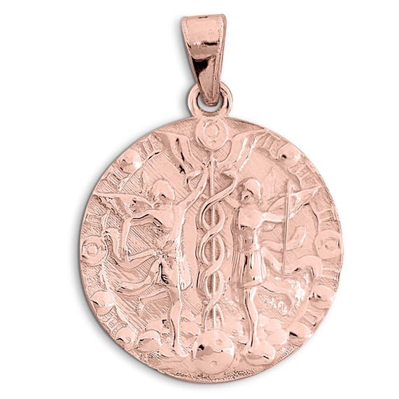 Buy Real 10K Rose Gold Gemini Pendant, Zodiac Sign Coin Pendant