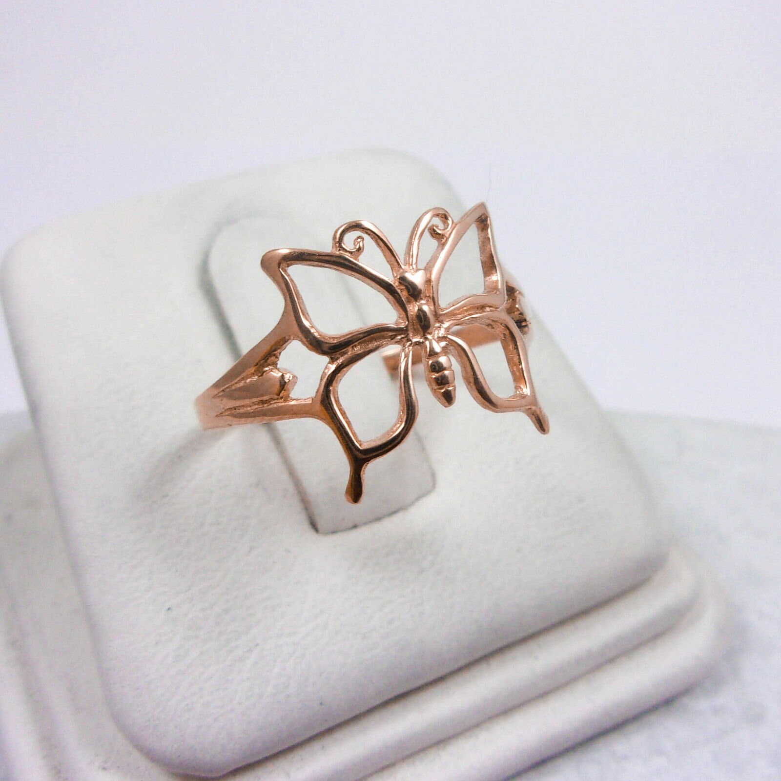 Solid 10K Rose Gold Butterfly Ring Large Pierced Butterfly - Etsy